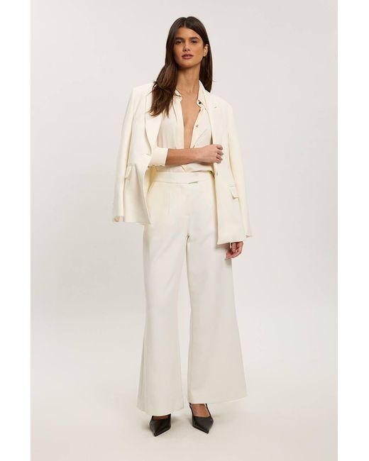 Karen Millen Natural Petite Compact Stretch Straight Leg Tailored Trousers