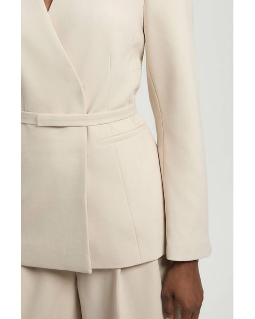 Karen Millen Natural Compact Stretch Belted Tailored Jacket