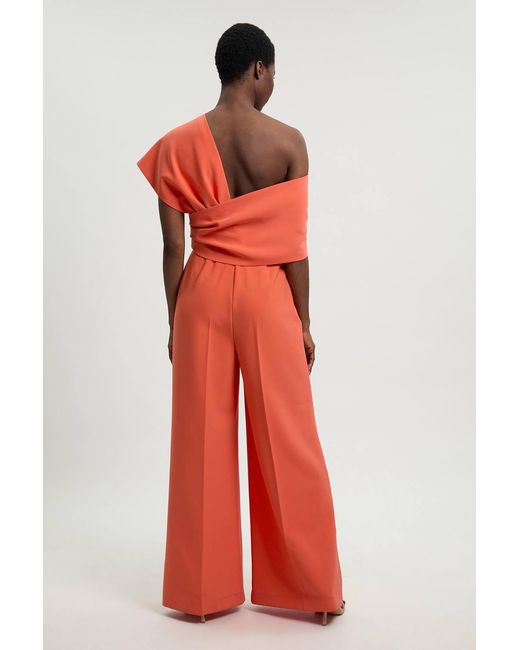 Karen Millen Compact Viscose Stretch Tailored Off Shoulder Jumpsuit
