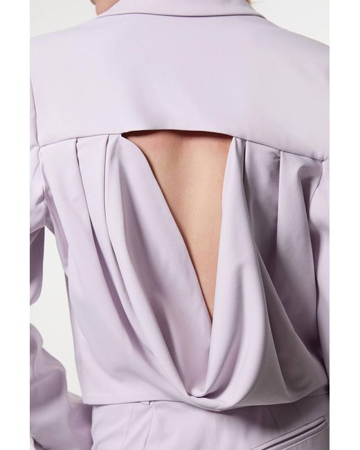 Karen Millen Purple Digital Ophelia Polished Tailored Cowl Back Single Breasted Blazer