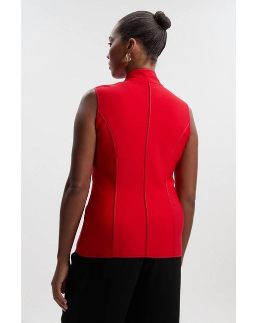 Karen Millen Red Plus Size Figure Form Bandage Sleeveless Knit Top
