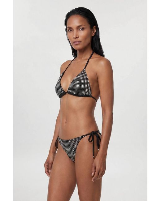 Karen Millen Black Studded Tie Up Bikini Bottoms