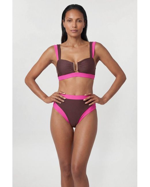 Karen Millen Red Contrast Trim Bikini Top