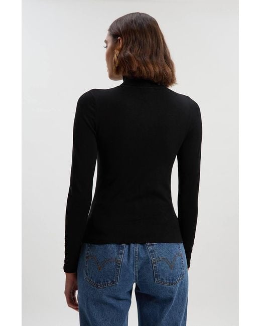 Karen Millen Blue Forever Viscose Blend Roll Neck Knit Jumper