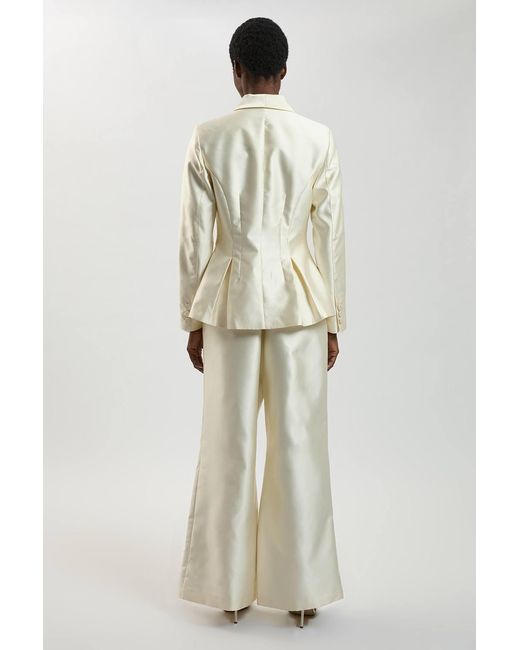 Karen Millen Natural Structured Satin Tailored Trouser