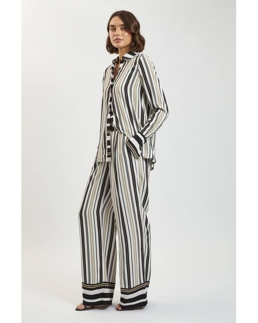 Karen Millen Multicolor Petite Contrast Stripe Viscose Co Ord Shirt