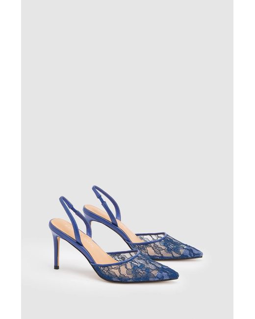 Karen Millen Blue Lace Court Heeled Shoe