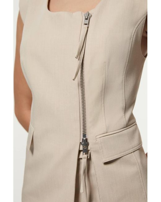 Karen Millen Natural Tailored Viscose Zip Through Multi Stitch Waistcoat