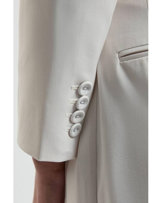Karen Millen White Compact Viscose Crop Tailored Blazer