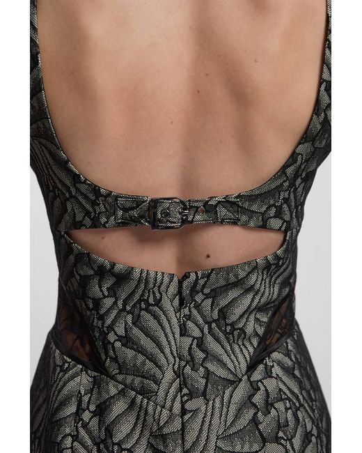 Karen Millen Black Premium Lace Tailored Pencil Maxi Dress
