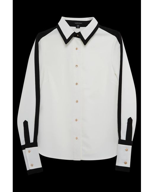 Karen Millen White Forever Colour Block Twill Woven Shirt