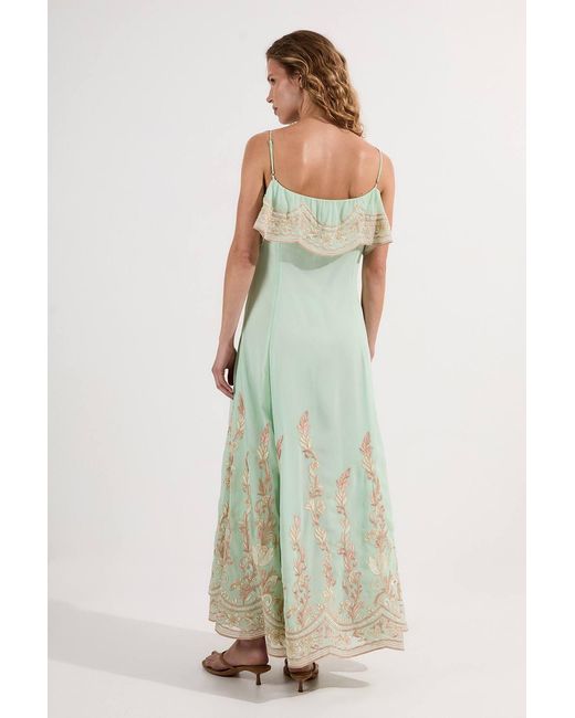Karen Millen White Embroidered Applique Strappy Midi Dress