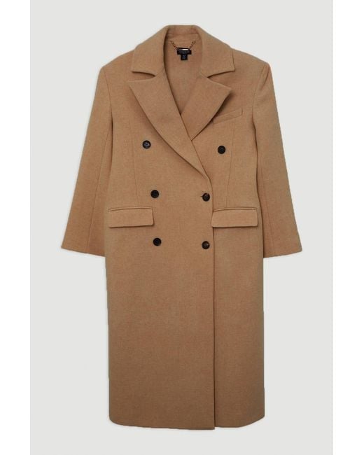 Karen Millen Blue Wool Double Breasted Tailored Maxi Coat