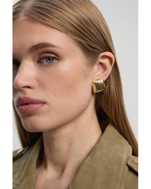 Karen Millen Natural Quilted Square Stud Earrings