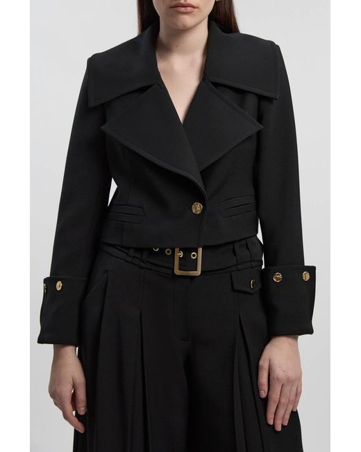 Karen Millen Black Polished Tailored Button Detail Jacket