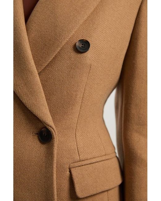 Karen Millen Blue Wool Double Breasted Tailored Maxi Coat