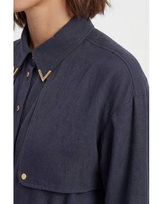 Karen Millen Blue Cupro Utility Twill Woven Jumpsuit