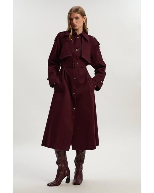 Karen Millen Red Pleated Back Trench Coat