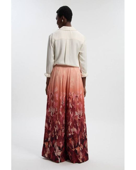 Karen Millen White Pleated Woven Wide Leg Trousers