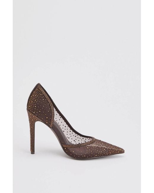 Karen Millen White Crystal Embellished Stiletto Heeled Shoe