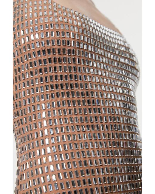 Karen Millen Natural Premium Crystal Embellished Midi Dress