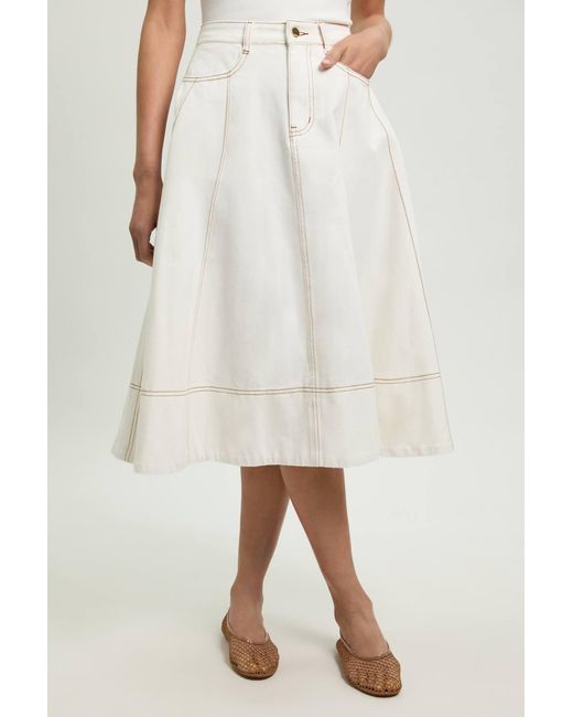 Karen Millen White Denim Full Midi Skirt