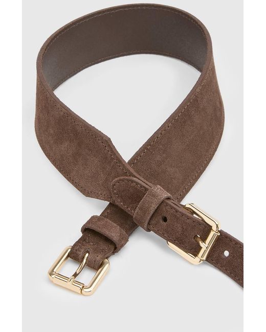 Karen Millen Pink Double Buckle Suede Belt