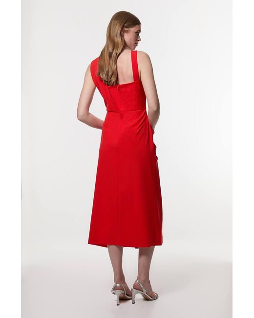 Karen Millen Tailored Asymmetric Neck Strappy Detail Dress