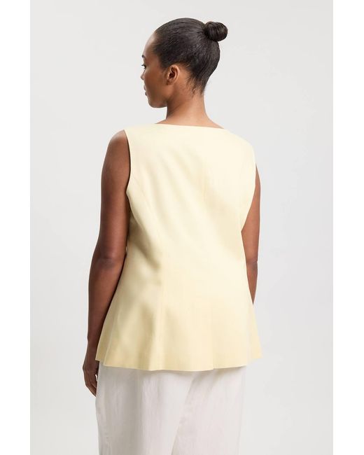 Karen Millen Natural Plus Size Tailored Linen Statement Button Front Waistcoat