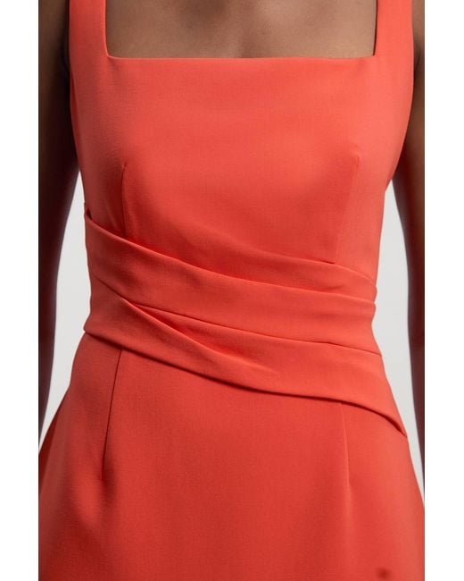Karen Millen Red Compact Stretch Strappy Asymmetric Hem Maxi Dress