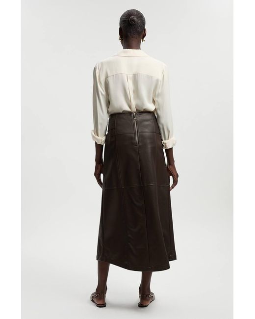 Karen Millen White Faux Leather Tie Detail Wrap Midi Skirt