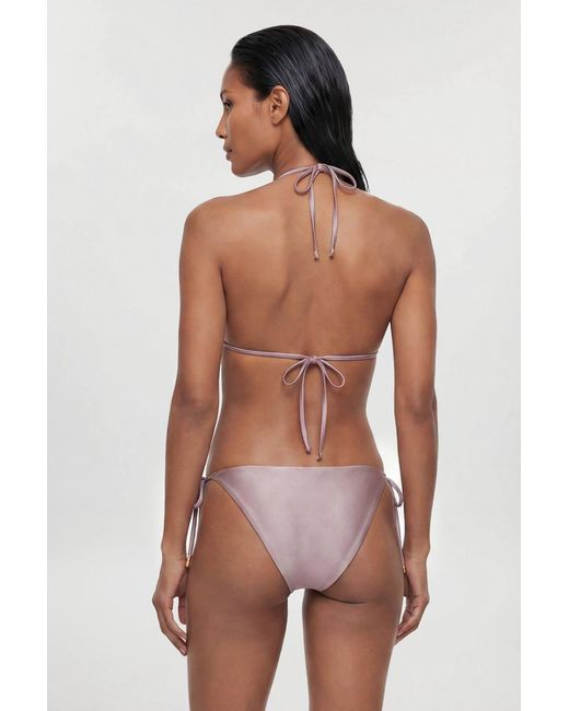 Karen Millen Brown Metallic Bikini Bottom With Bead Detail