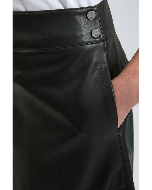 Karen Millen Black Faux Leather A Line Midi Skirt