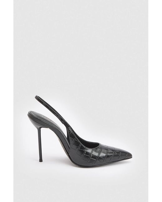 Karen Millen White Croc Leather Slingback Heeled Shoe
