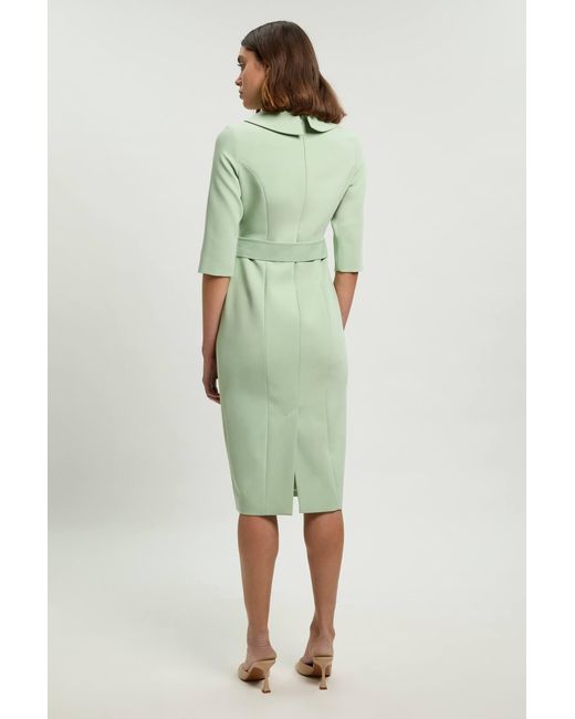 Karen Millen Green Tailored Roll Neck Pencil Midi Dress