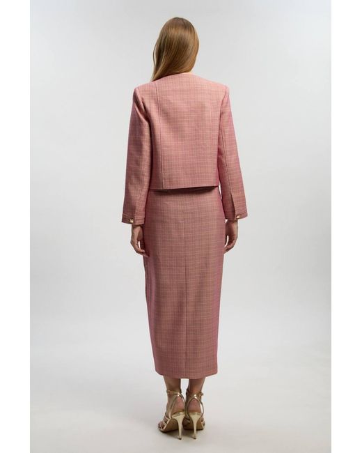 Karen Millen Petite Tailored Check Pencil Midi Skirt