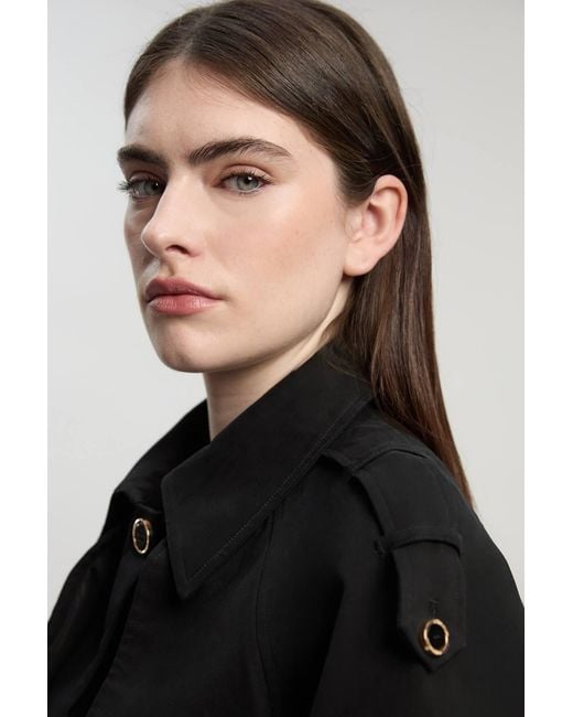 Karen Millen Black Pleated Back Trench Coat