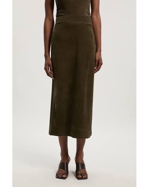 Karen Millen Green Brushed Textured Jersey Midi Pencil Skirt