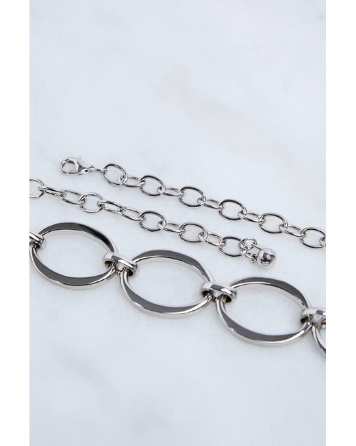 Karen Millen White Hand Set European Crystal Oversized Chain Necklace