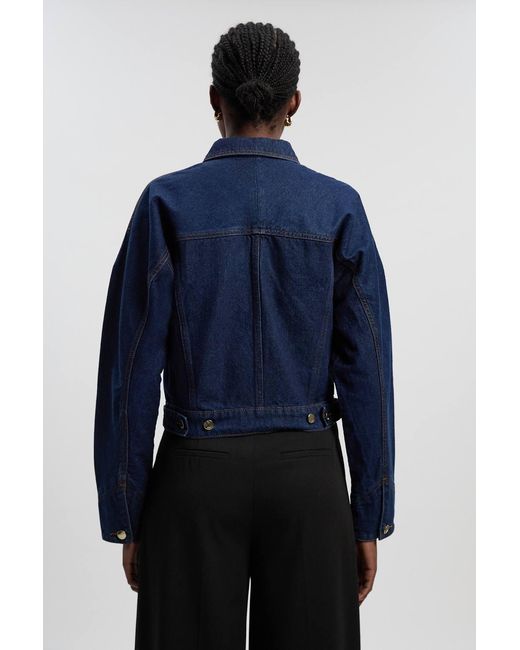 Karen Millen Blue Denim Cropped Jacket