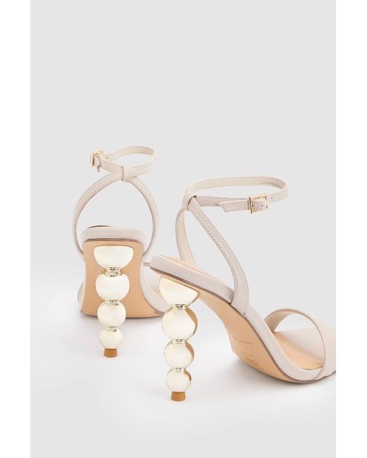 Karen Millen Natural Leather Heel Detail Strappy Sandal