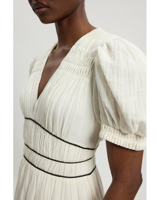 Karen Millen Natural Double Cloth Contrast Piping Midi Dress