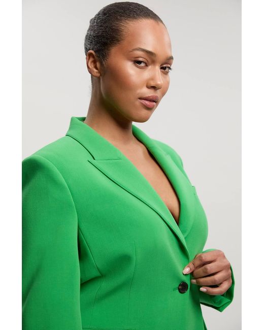Karen Millen Green Plus Size Compact Stretch Single Breasted Tailored Blazer
