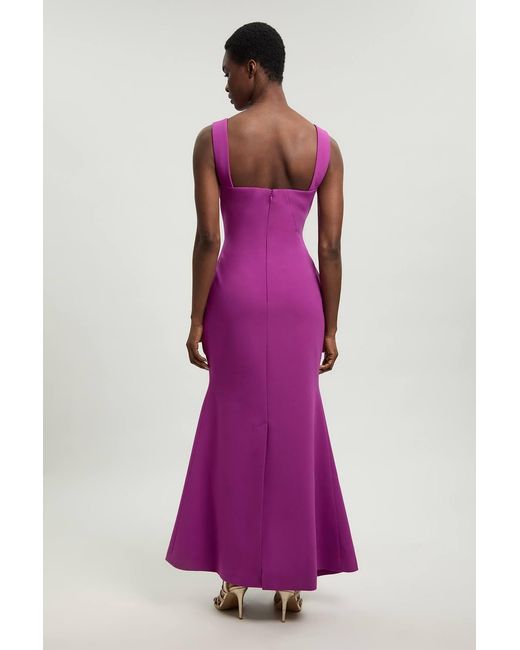 Karen Millen Pink Compact Stretch High Neck Clean Pencil Midi Dress