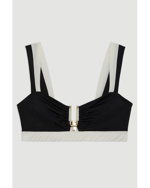 Karen Millen Black Trim Detail Detachable Strap Bikini Top