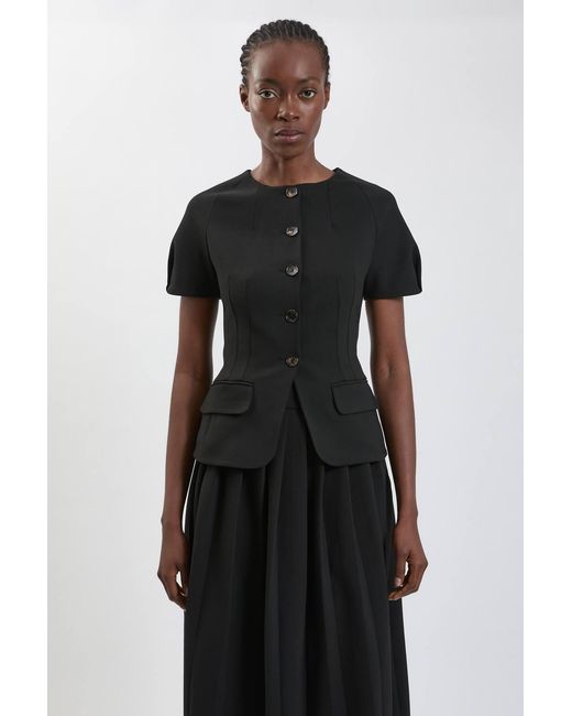 Karen Millen Black Compact Stretch Midi Dress