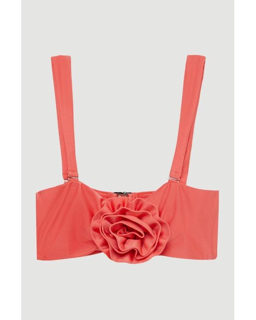 Karen Millen Red Rosette Detail Bandeau Bikini Top