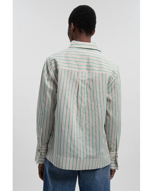 Karen Millen Gray Poplin Stripe Bib Woven Shirt