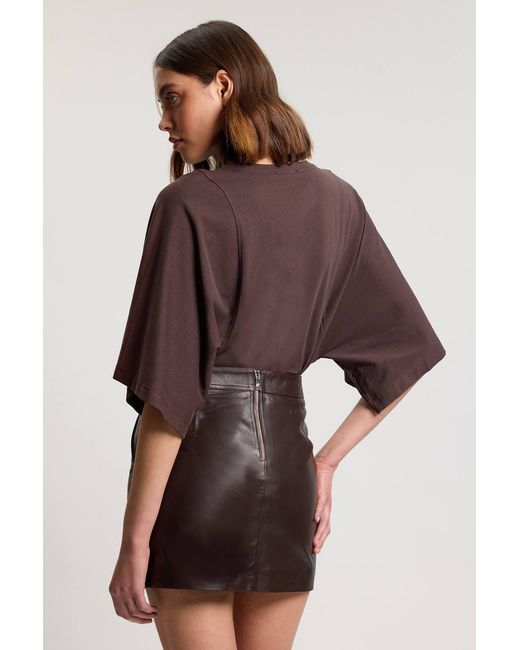 Karen Millen Brown Forever Leather Mini Skirt