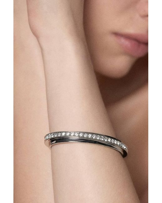 Karen Millen Natural Tone Crystal Diagonal Cuff Bracelet